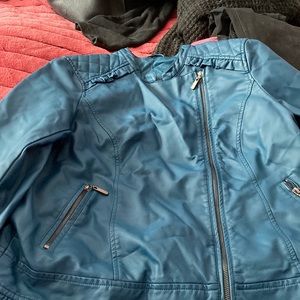 Nice Blue Faux Leather coat by Cleo just to Big for me